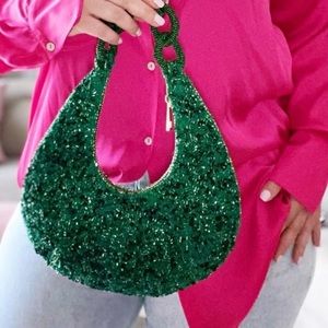 ZARA green beaded handbag NWOT